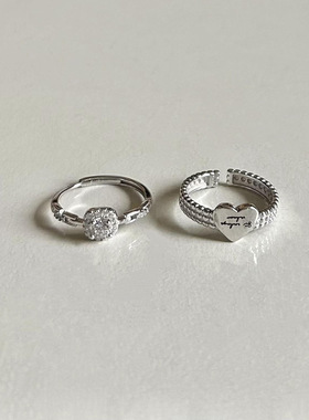 简约百搭可爱笑脸爱心925纯银戒