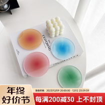 Minoins Nordic Wind Acrylic Round Cup Mat Sundown Gradient Color Shooting Props Decoration Pendulum Piece Insulation Mat