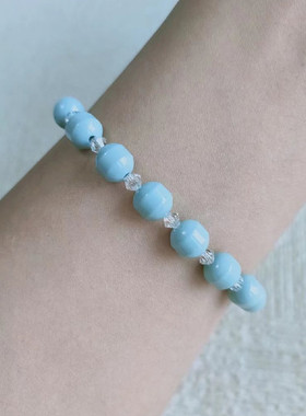 韩国新款托玛琳带水晶装饰彩色手链麦饭石改善循环负离子手链成品