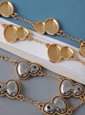 小葫芦手链diy底胚宋锦福禄手串布艺贴皮带盖凹槽底托配件材料