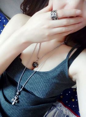 欧美方块挂坠项链情侣童军花