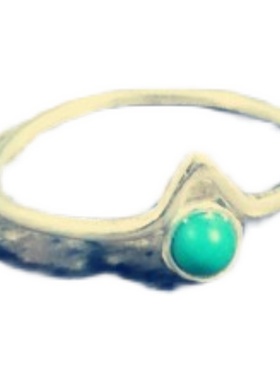 手工足银高瓷蓝绿松石戒指戒子通勤女款