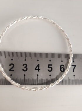 handmade Sterling silver bracelet手工足银麻花细手环闭口手镯
