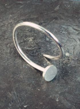 手工足银可调节定做钉子戒指