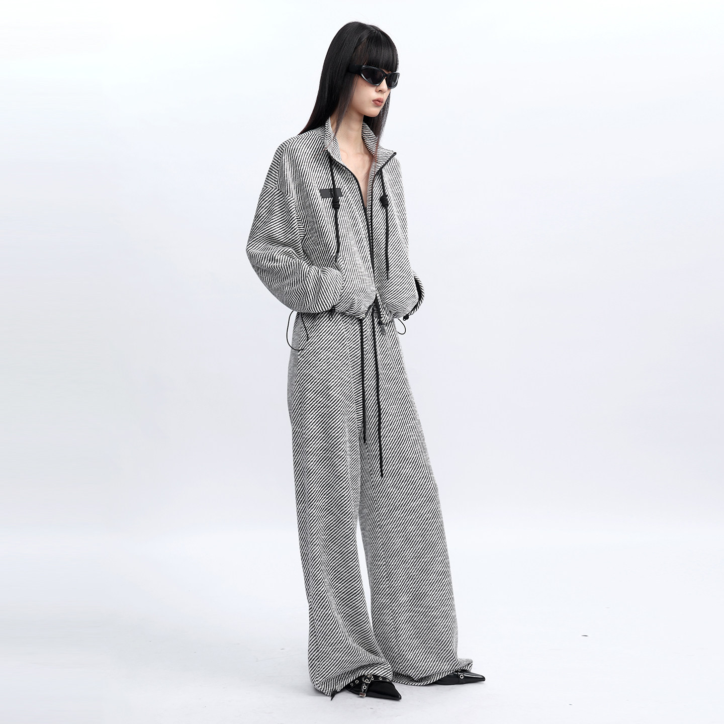 Lapargay【沉睡的巴黎】双边拉链针织阔腿裤