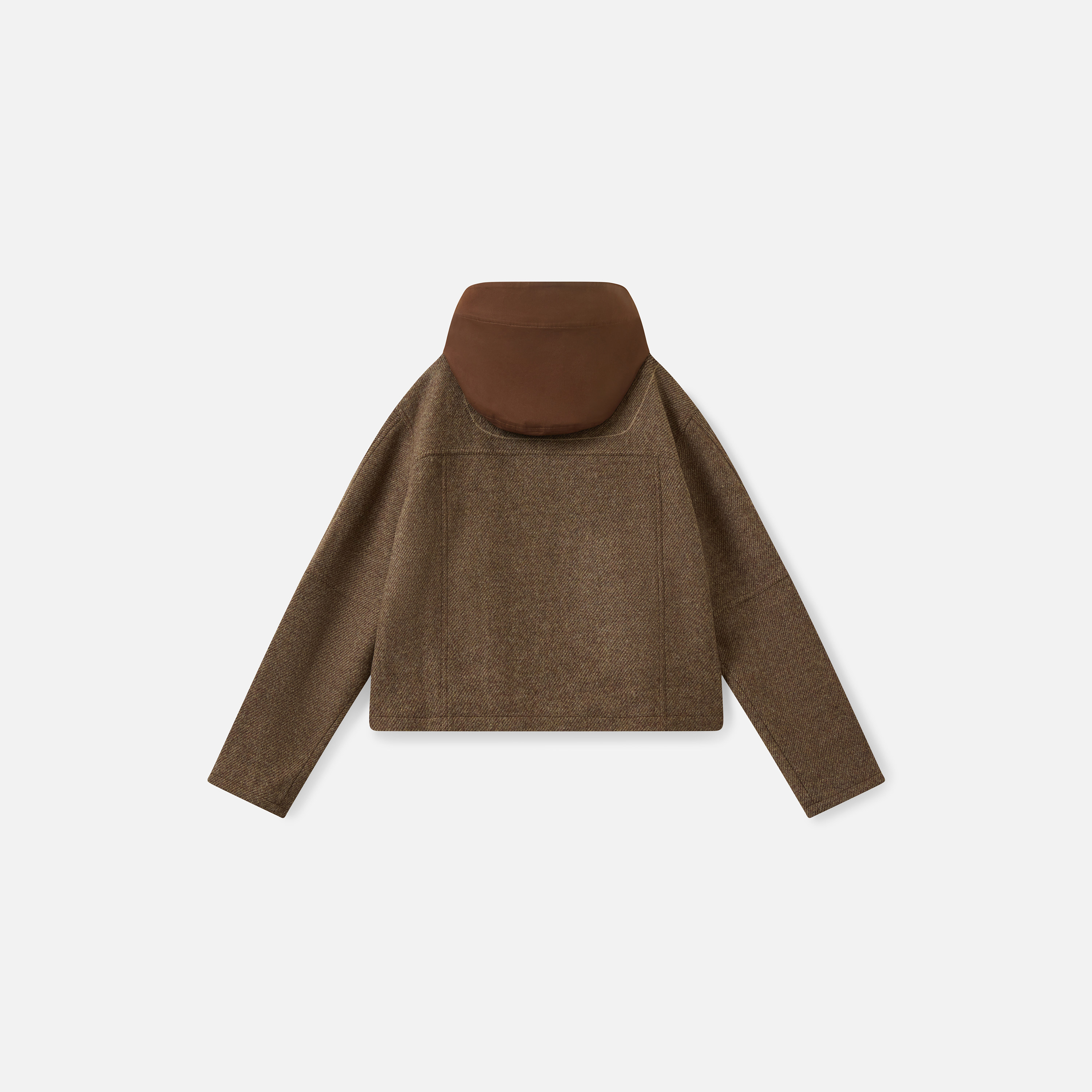 【羊毛】播复古运动感连帽短外套女秋冬棕色上衣DDS4WD5135,淘宝优惠券,粉丝福利购,淘宝优惠卷