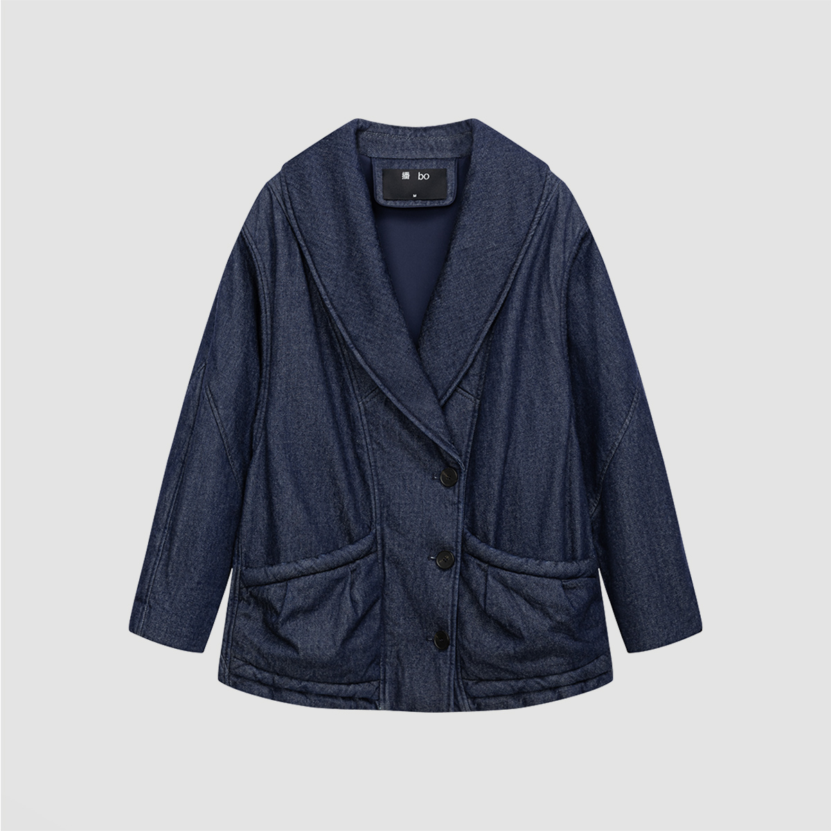播 bo 商场同款牛仔蓝西装领棉服女商场同款短款棉衣BDR1PD2115 - 图3