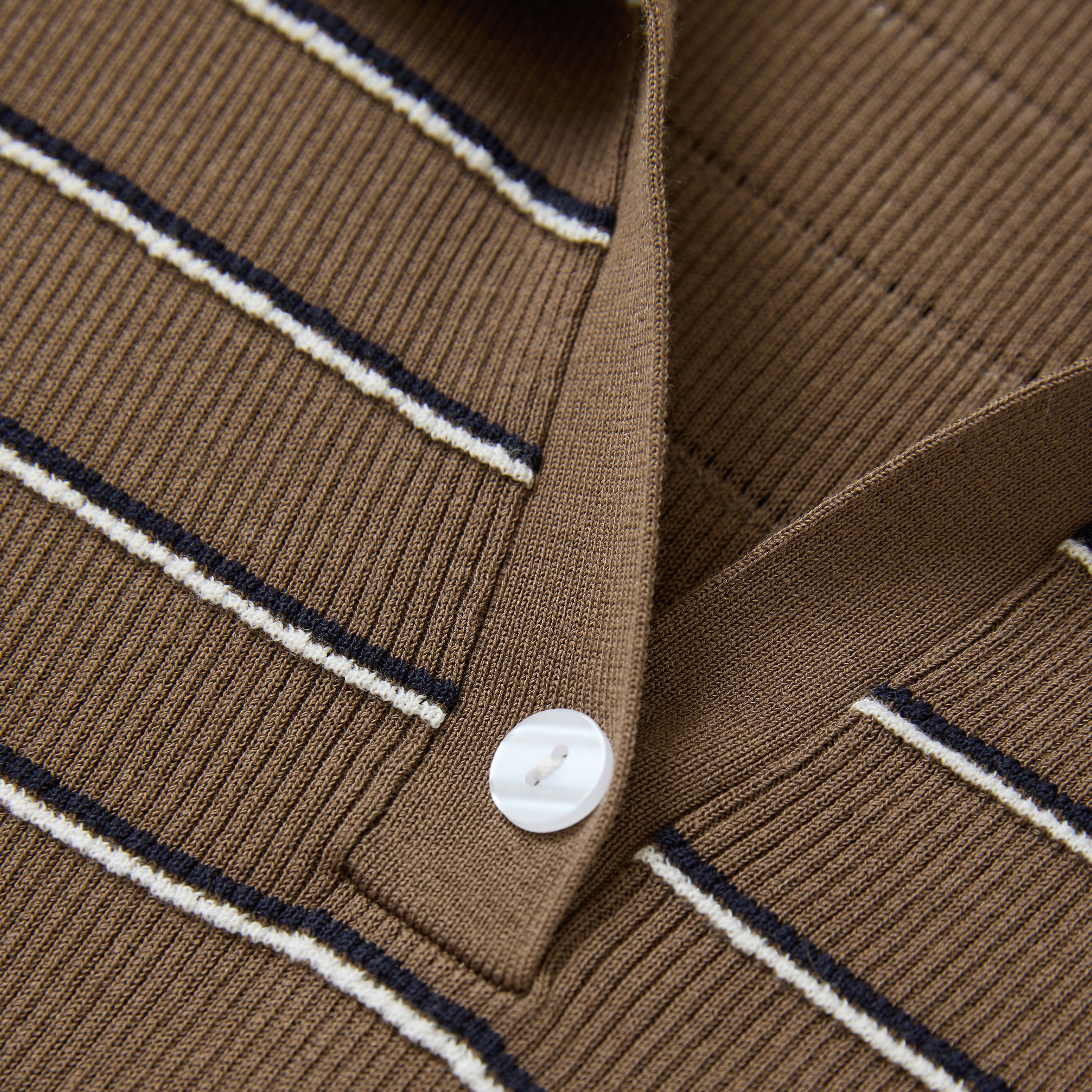 播条纹休闲polo领针织衫女25秋季新款气质拼接毛衣DDS4SD5187 - 图1