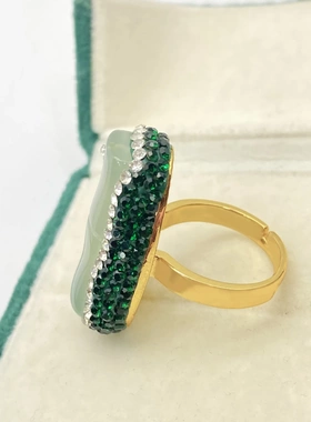 2026新款绿玉髓铜镀18K真金戒指指环活口开口小众设计ins潮复古女