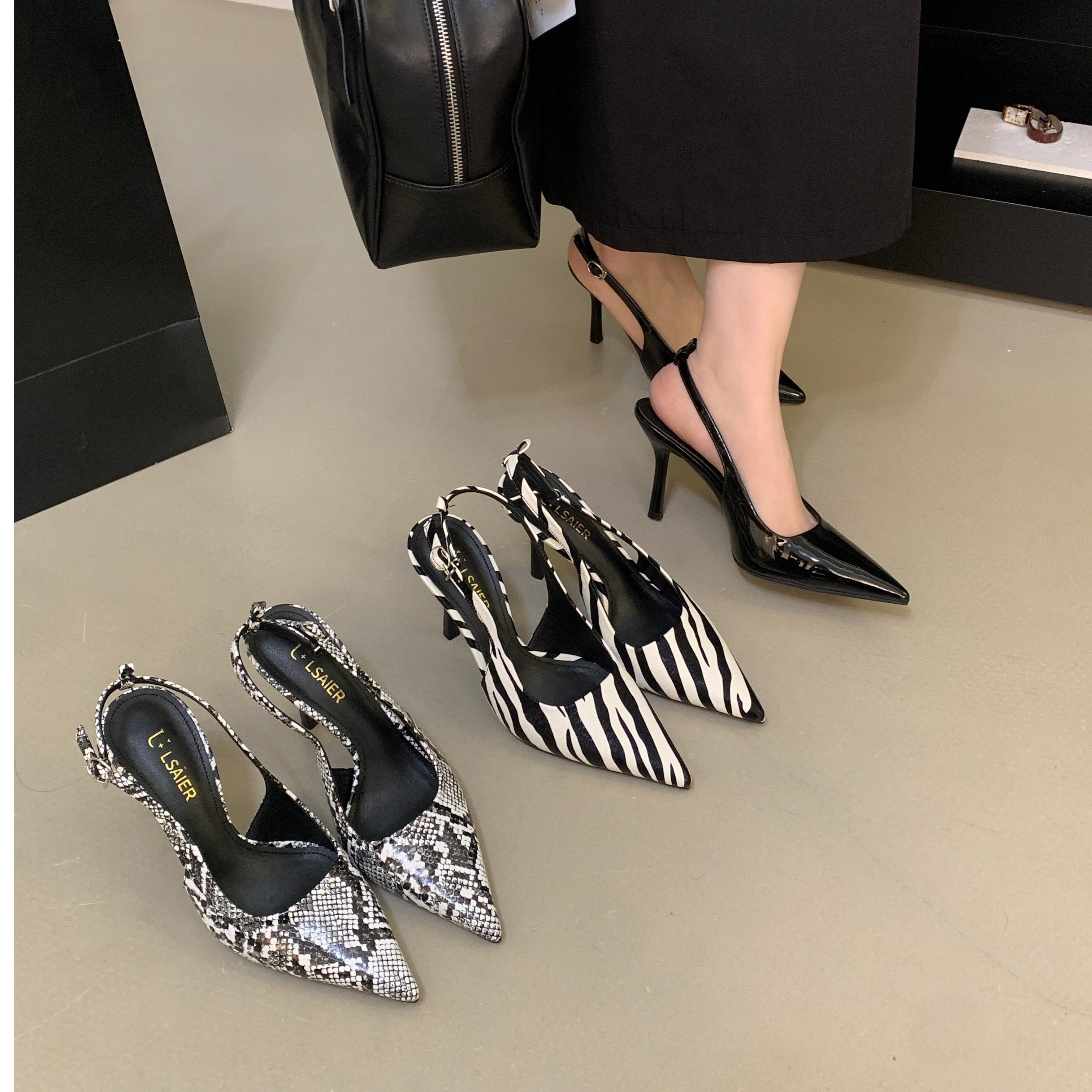 2026早春新款细跟高跟鞋女鞋蛇纹斑马纹后空法式职业搭扣浅口单鞋,淘宝优惠券,粉丝福利购,淘宝优惠卷