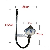 Hangover classique Hook Single Hook Green Flower Ceramic Pull Head Iron Wire Furniture Cabinet Wall Painting Hook Load Bearing Single Hook European Style