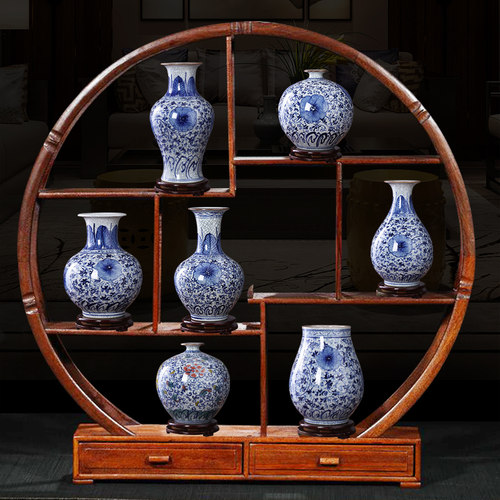 景德镇陶瓷器仿古手绘青花瓷花瓶插花复古摆件古典家居客厅装饰品 - 图0