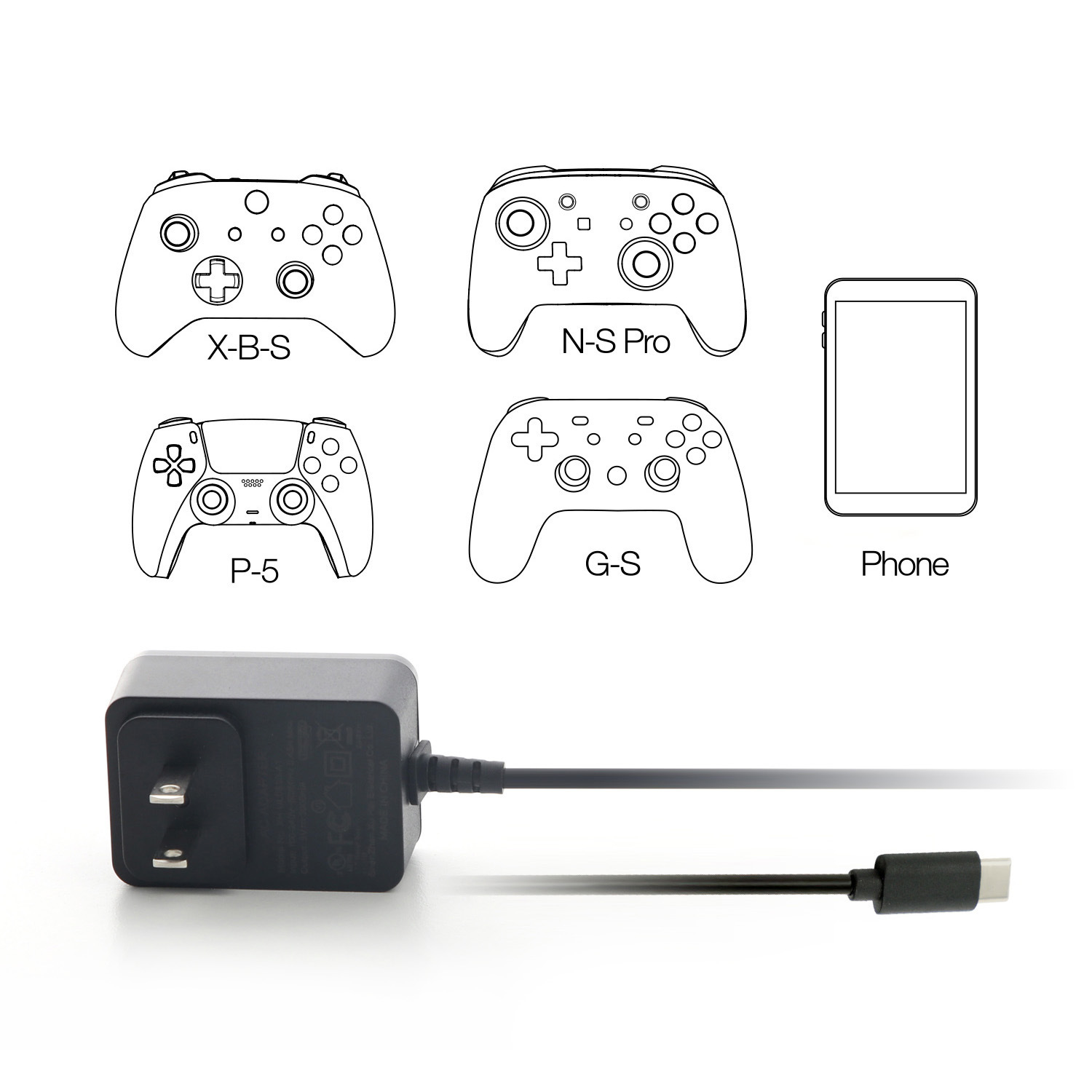 DOBE正品PS5手柄充电器PSPortal掌机直充Switch/XBOX手柄15W电源 - 图0