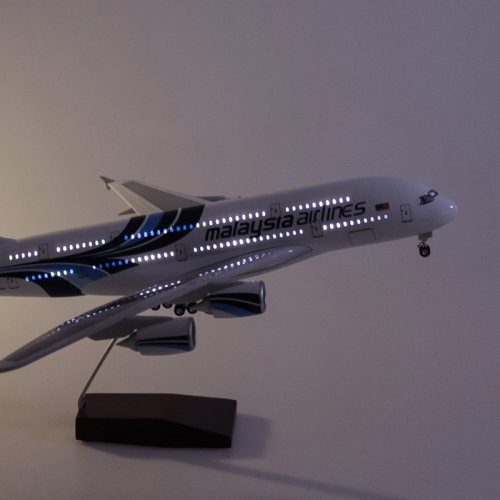 带灯45cm马来西亚航空飞机模型380客机仿真空客马航A380航模摆件 - 图2