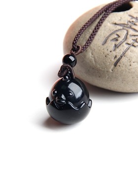 天然黑曜石小鸡挂件鸡挂坠