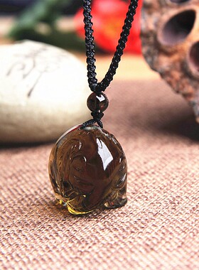 天然茶黄水晶立体大象水晶挂件