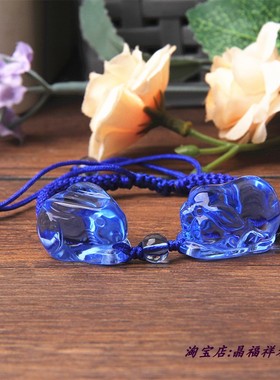 蓝水晶猪兔手链男女款手绳