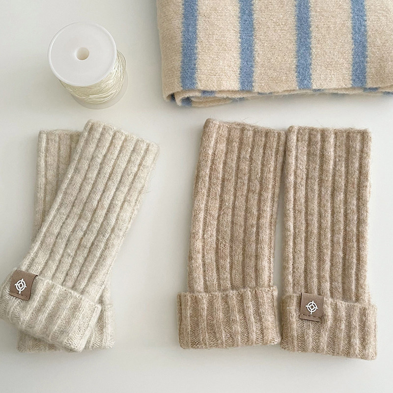 ‘拯救打工人’秋冬韩国ins半指手套仿羊绒纯色针织保暖护腕手套,淘宝优惠券,粉丝福利购,淘宝优惠卷