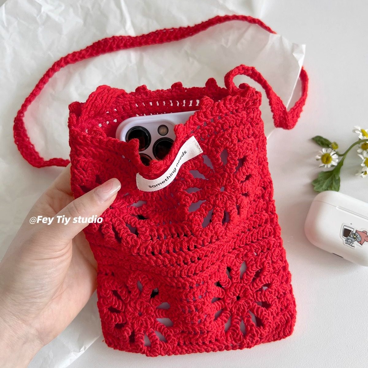 feytiy 多巴胺mini手工斜挎小包包 夏季编织手机包毛线针织镂空包,淘宝优惠券,粉丝福利购,淘宝优惠卷