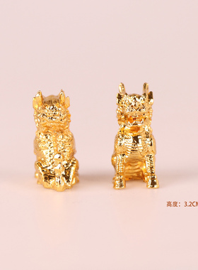 镀金小麒麟桌面小摆件装饰品金属合金镀金转运吉祥家庭摆件