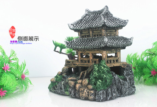 鱼缸假山 水族箱装饰造景 假山房子 水草布景套餐 江南小屋摆件 - 图2