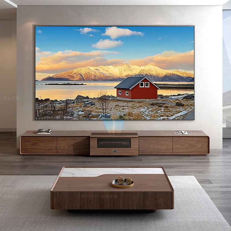 Nick Aijia Walnut 100-inch laser TV cabinet