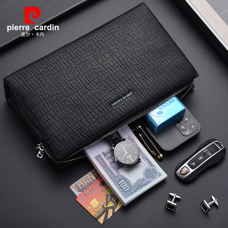 皮尔卡丹男士真皮手大容量名男包 敏福服饰男士包袋