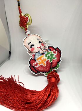 钥匙扣手机链汽车饰件双面绣挂件