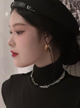 满天星款双层缠绕黑色颈链锁骨链