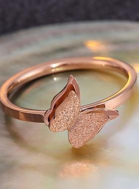 简约经典蝴蝶钛钢戒指女小众设计