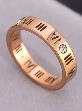 钻石钛钢戒指ring女戒女罗马四18