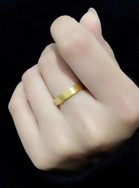 简约4mm光面钛钢戒指女小众设计