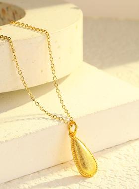新中式复古水滴拉丝钛钢项链简约