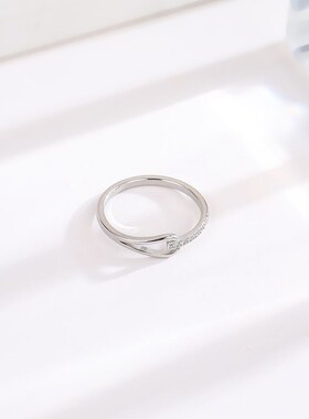 日韩长条钻镂空钛钢戒指ring女戒