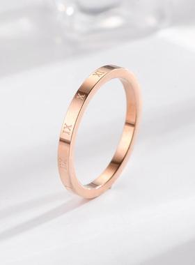 不锈钢日韩罗马圈钛钢戒指女韩版