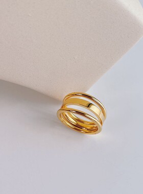 钛钢时尚戒指ring女戒女宽面镂空