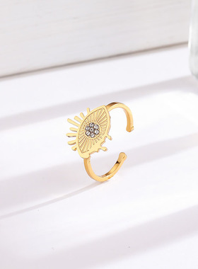 时尚恶魔之泪开口钛钢戒指不锈钢