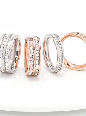 wish气质韩版简约钛钢戒指女菱形