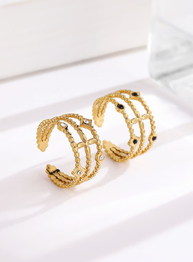 轻奢百搭欧美爆款开口钛钢戒指女