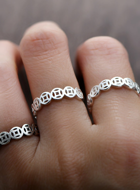 足银复古送礼开口情侣戒指