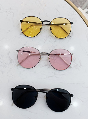 墨镜ins复古风圆框太阳镜