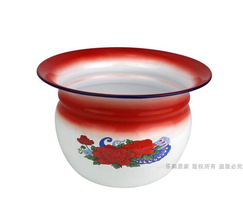 加厚22CM柿型搪瓷痰盂.儿童座便器.便盆.老人痰盂.婚庆痰盂 - 图1