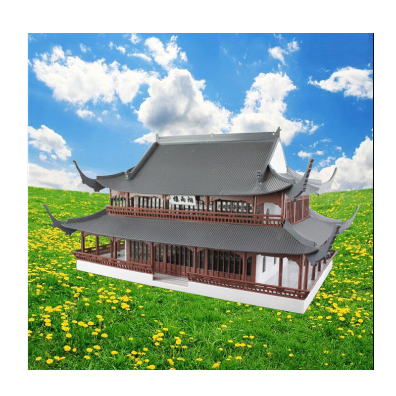 中国古建筑嘉兴南湖烟雨楼塑料DIY益智拼装学生建筑模型比赛套装 - 图3