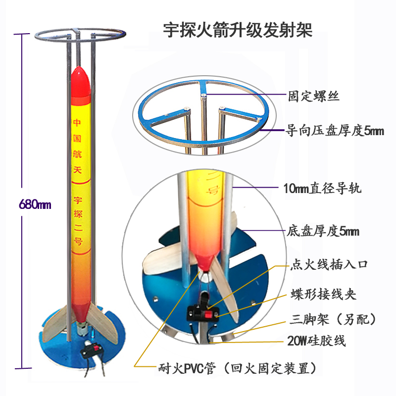 四凯小力士长征三号宇探二号火箭模型发射架全国比赛S6A火箭配件-图0