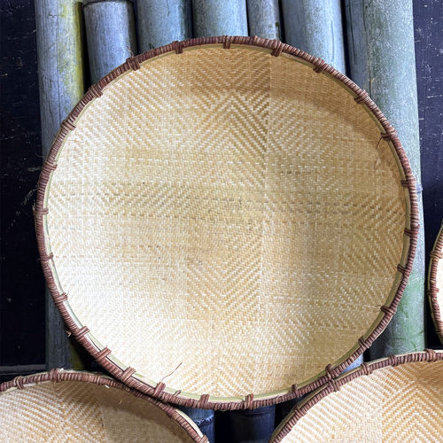 纯手工竹编无孔簸箕专做水丸药竹匾专用湘西大竹匾可尺寸晾晒 - 图0