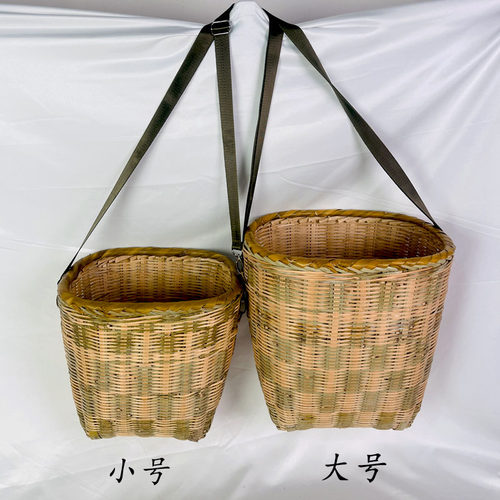 竹编采茶篓采茶筐斜跨背车载竹筐小号大号筐 - 图1