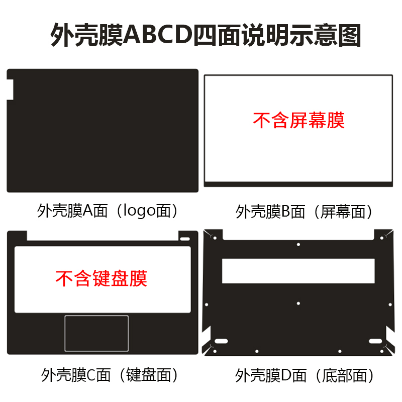 适用14 15.6寸联想IdeaPad 14s 15s 14sIML 15sIML 2020 2021款外壳保护膜笔记本电脑纯色机身贴纸全套磨砂银-图2