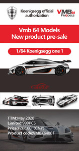 VMB 限量版1:64 柯尼塞格Koenigsegg One 1跑车 树脂仿真汽车模型