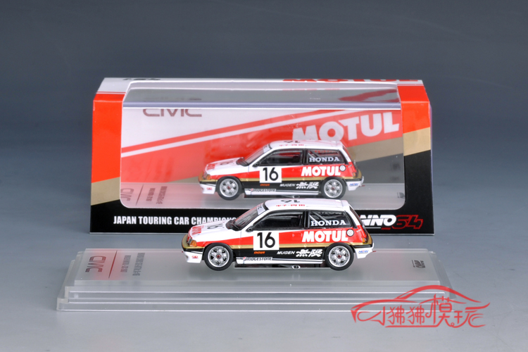 现货INNO 1:64本田思域Si E-AT 16#无限MUGEN MOTUL JTC汽车模型-图1