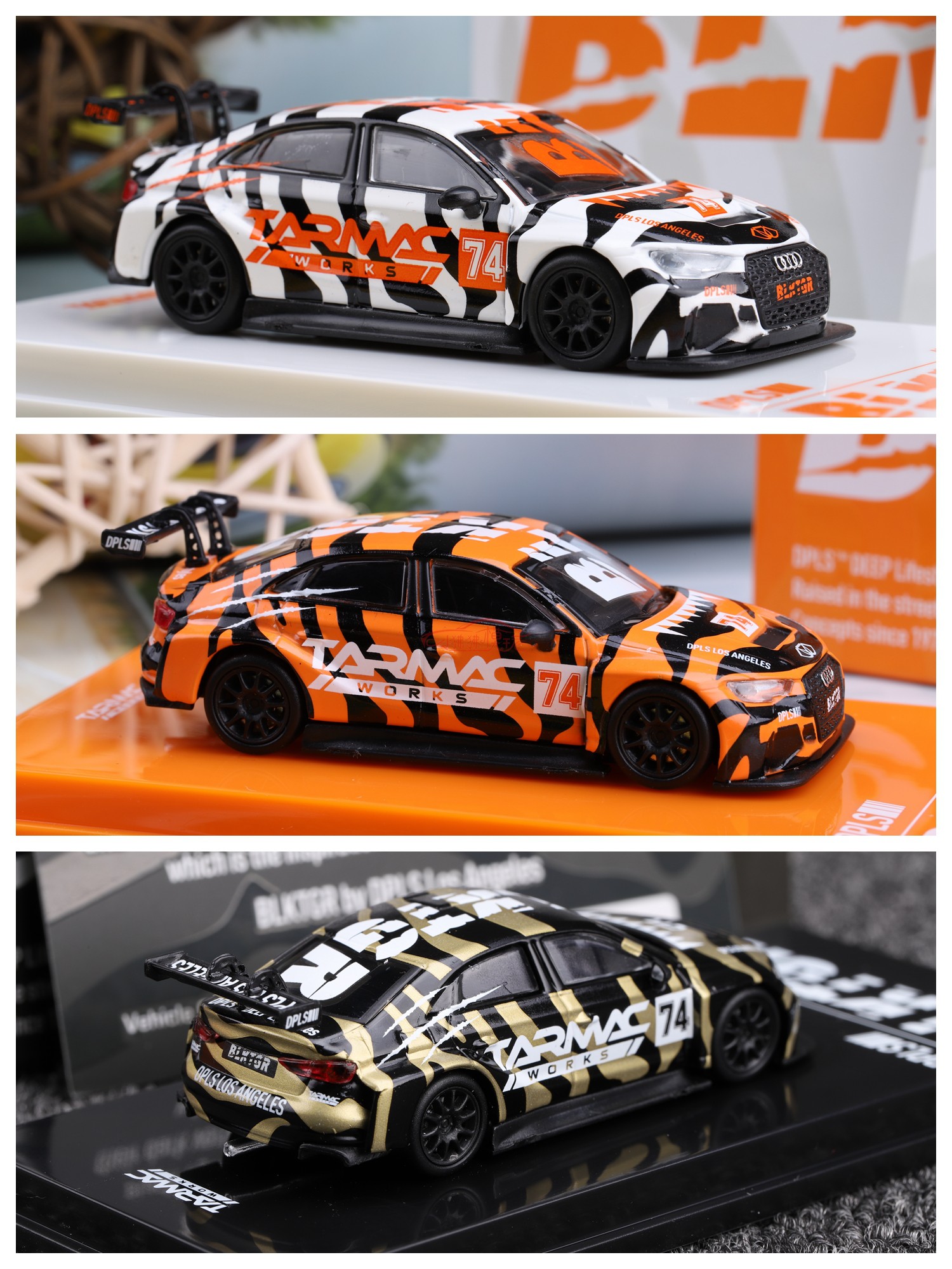 TW现货Tarmac Works 1:64虎纹涂装DPLS奥迪RS3 LMS汽车模型BLKTGR - 图2